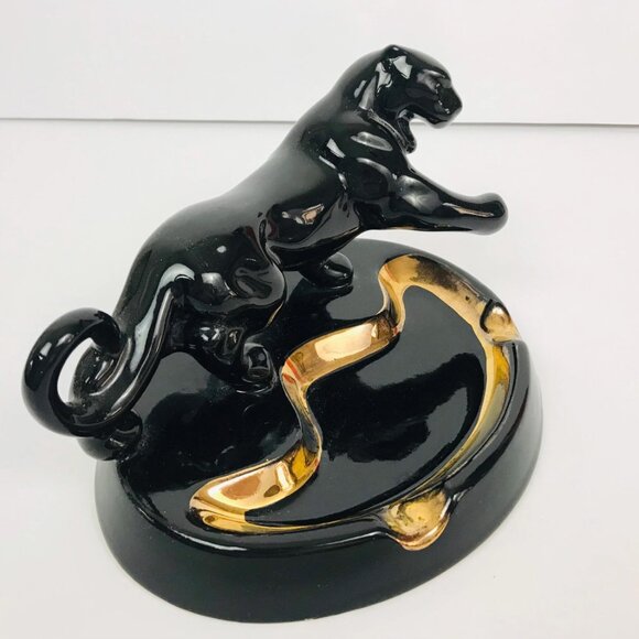 Vintage Panther Ashtray with Gold Accent - Picture 2 of 4